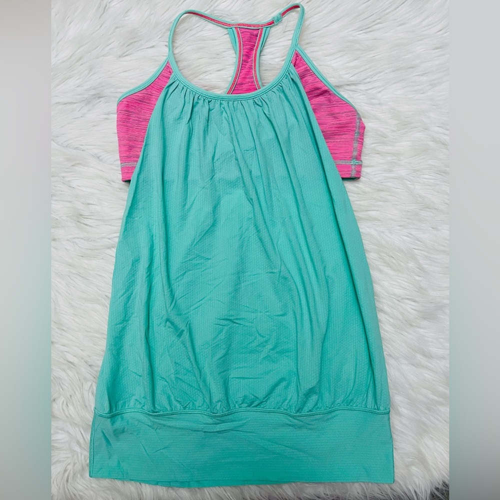 Lululemon Athletica Women’s “No Limit”  Green, Pink Tank Bra Top Yoga